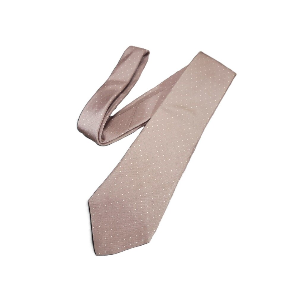 Vintage Christopher Hayes All Silk Neck Tie Light Pink Polka Dot Hand Sewed
